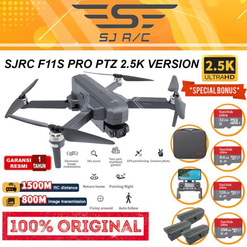 Promo Drone SJRC F11S PRO PTZ 4K 3KM Version EIS AntiShake Self