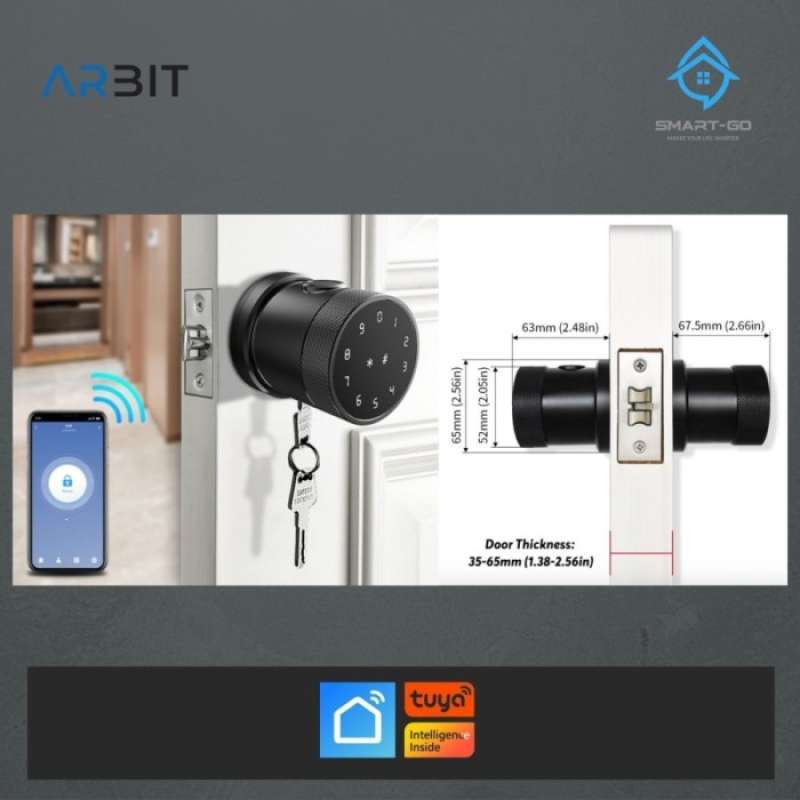 Jual ORIGINAL ARBIT Smart home Bluetooth Door Knob Lock Fingerprint