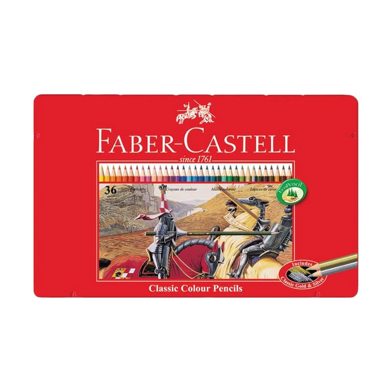 Jual Faber-Castell Classic Colour Pencil 36L Tin Case for Kids di