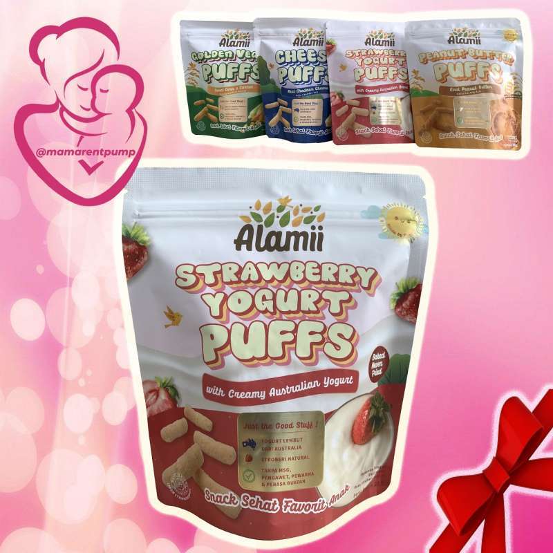 Jual ALAMII Strawberry Yogurt Baked Puffs Snack Cemilan Anak 1 tahun di