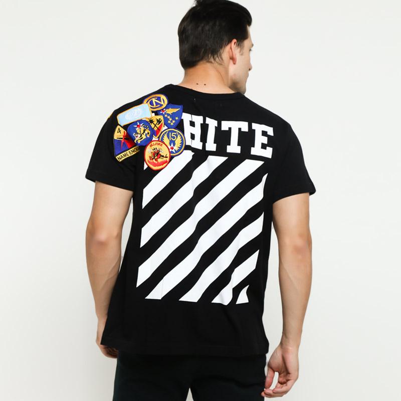 Jual Off White Embroidered Patches Tee T-Shirt Pria Murah