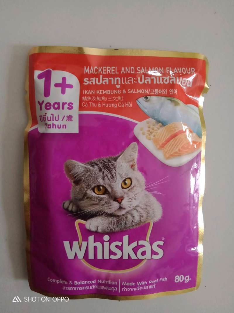 Jual Whiskas Makanan Kucing Basah Tuna Mackerel And Salmon 80g