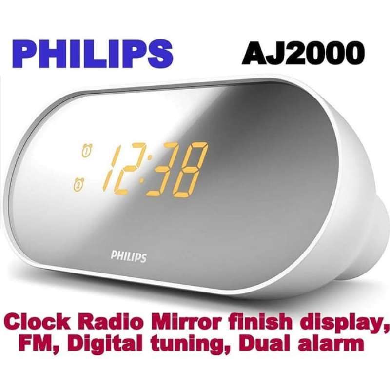 Jual Philips AJ2000 Clock Radio Jam Dual Alarm Digital Tuning Mirror di