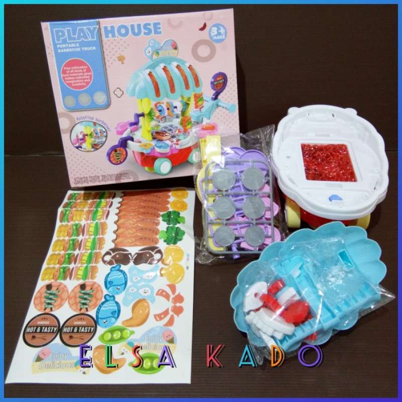 Promo Mainan Play House Barbeque Truck Bbq Popcorn Ice Cream Shop