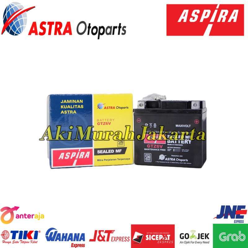 Jual Aki Motor Honda PCX 150 ASPIRA ASTRA MF GTZ6V 12V / 5Ah Aki Kering