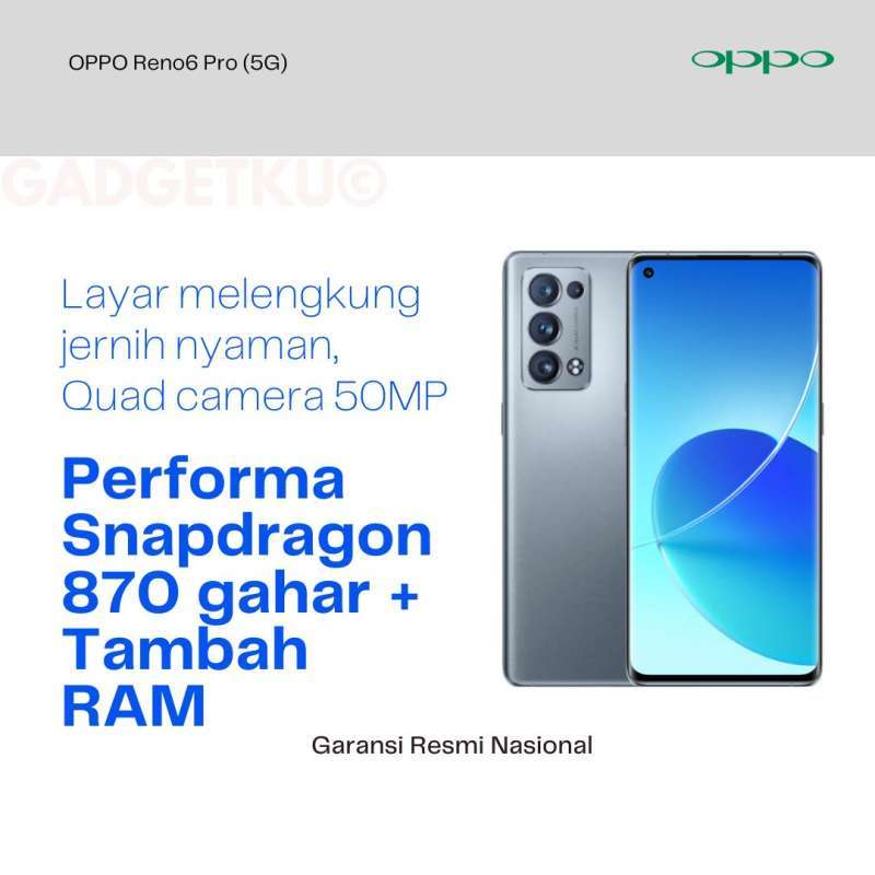 Jual OPPO Reno 6 Pro 5G/Garansi Resmi/Fitur unggulan/terbaik di