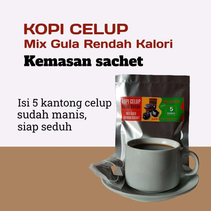 Jual Kopi Celup Pulau Bunga mix Gula Rendah Kalori. Sachet di Seller