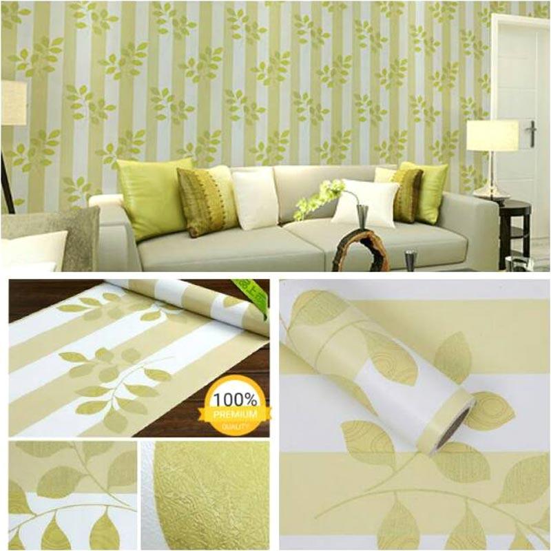 Promo YuYu Salur Hijau Daun Wallpaper Sticker Dinding Diskon 29 di