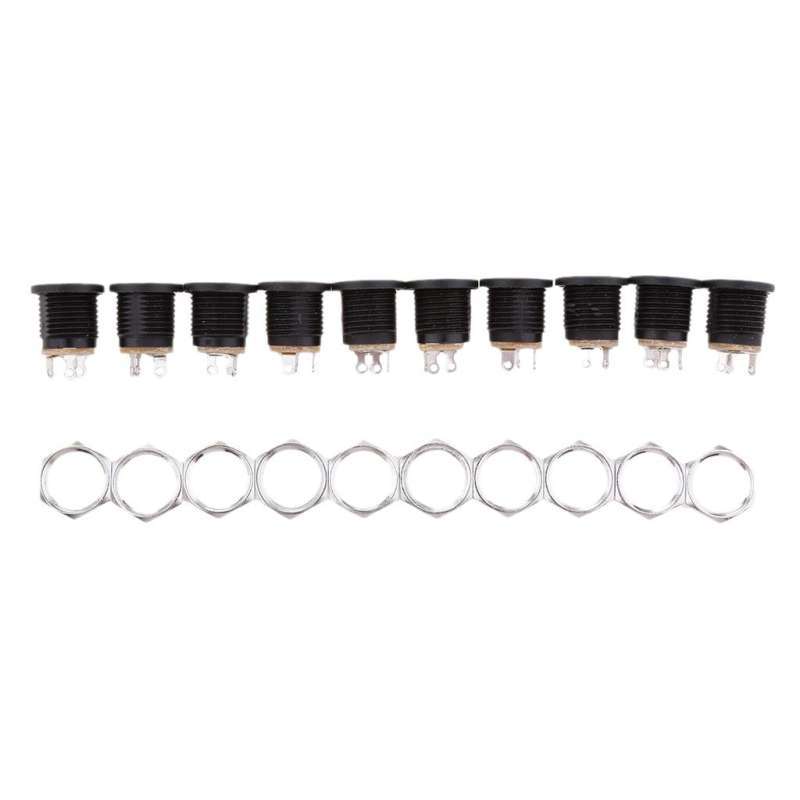 10x Connecteur Femelle DC Jack 5.5x2.1mm - Pour Alimentation, Montage Panneau, Neuf, Universel