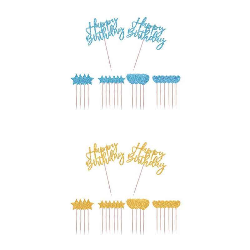 Jual 2x Cake Topper Glitter Confetti Balloons Cupcake Toppers Party