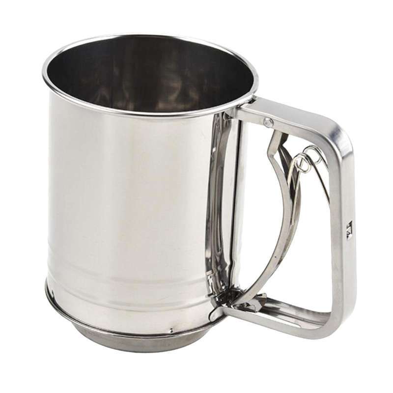 Promo Flour Sifter Hand Crank Shaker with Handle Mesh Sieves Double