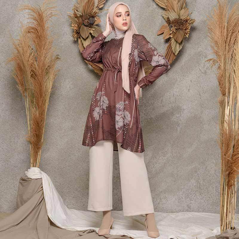 Jual Louisaluna Kirana Tunic Muslim Wanita - Brown Online