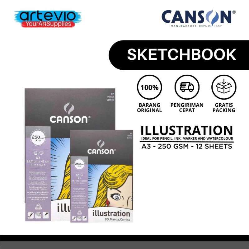 Jual Buku Sketsa / Sketch Book / Illustration Book Canson A3 12 Sheets