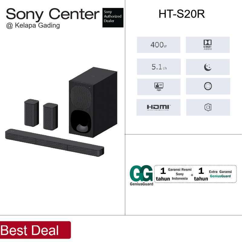 Jual SONY HTS20R 5.1ch Home Cinema Soundbar System [Original] Black