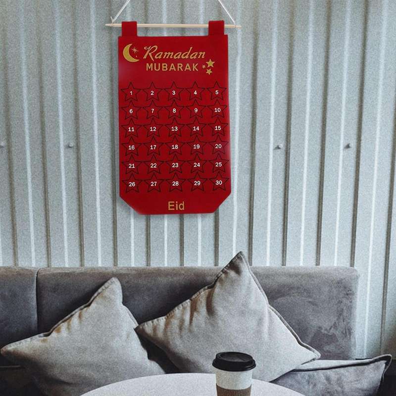Jual Ramadan Advent Calendar Eid Mubarak Countdown Calendar Red 28x50cm