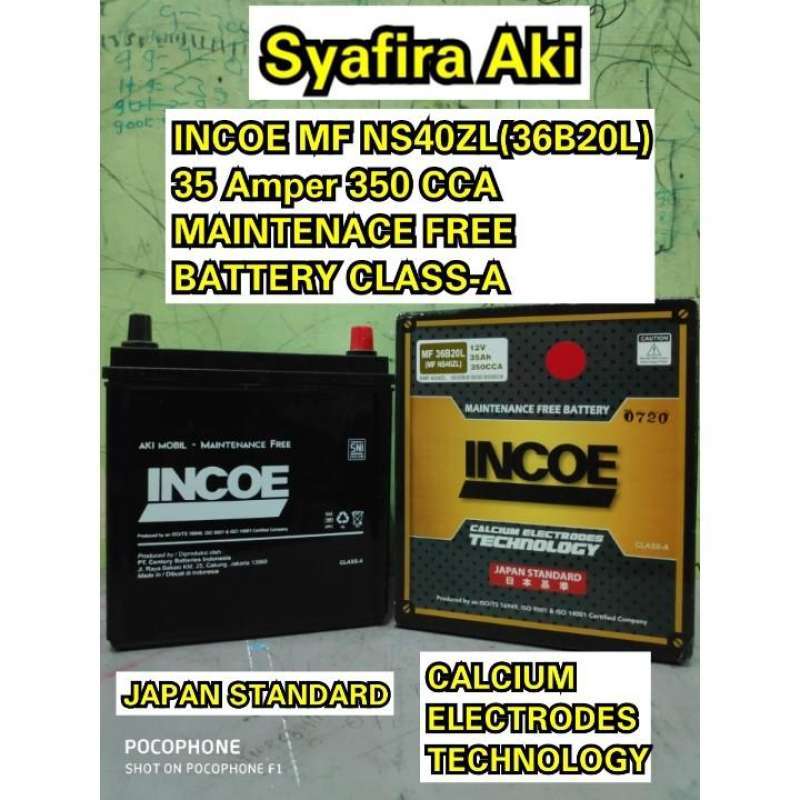 Jual aki mobil agya merk incoe MF type NS40ZL 12 volt - 35 ah di Seller