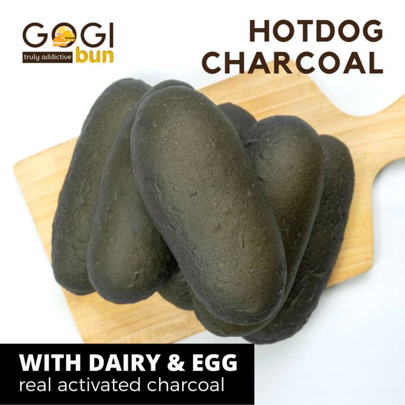 Jual Hotdog Charcoal Bun Dengan Wijen Roti Hotdog Hitam Black Hotdog ...