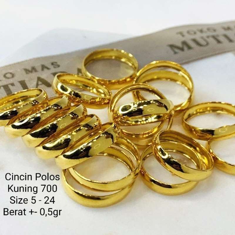 Jual Cincin Emas Asli Model Polos Belah Rotan Kuning Kadar 700 Cincin