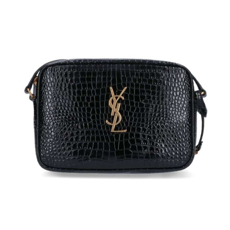 Jual Saint Laurent Lou Camera Bag Croco Embossed Shiny Leather Black