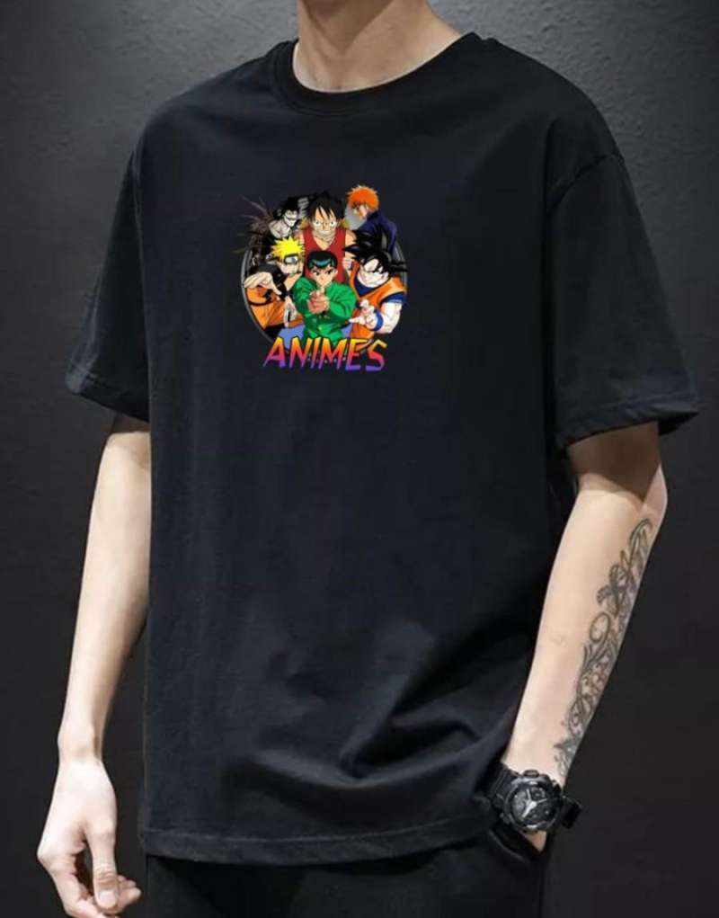 Jual Baju Kaos Animes Pria/Pakaian Pria Model Baru Dan Keren - Hitam L