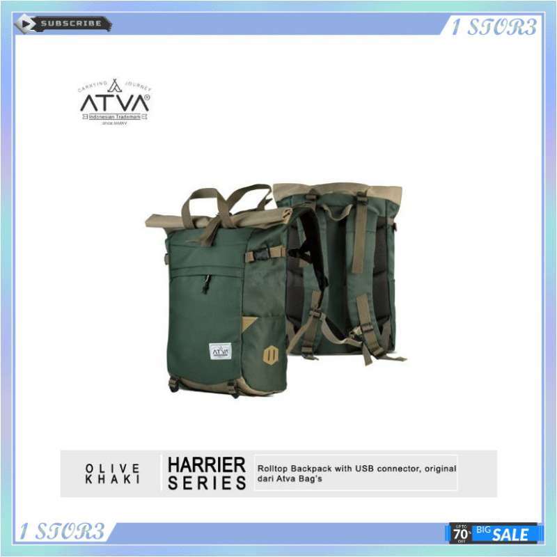 Promo Tas Ransel Laptop Pria Atva Harrier Rolltop Backpack Sekolah Kuli