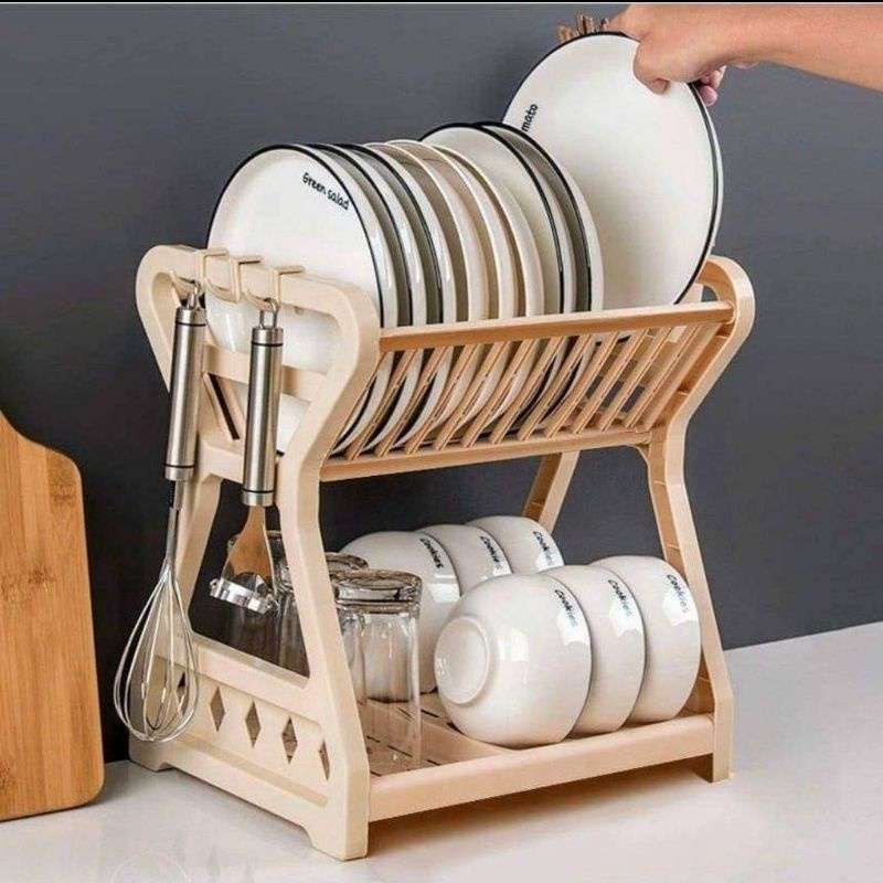 Jual RAK PIRING PLASTIK 2 TINGKAT SUSUN RAK PENGERING PIRING PENIRIS