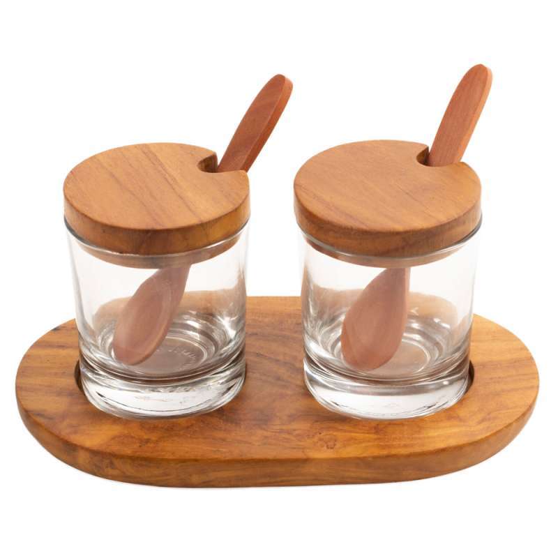 Jual Nicole's Natural SNP Set C Salt and Pepper Tray Solid Wood / baki