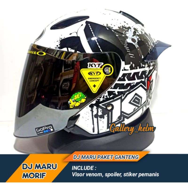 Promo HELM KYT DJ MARU 10 PUTIH PAKET GANTENG HELM KYT HALF FACE