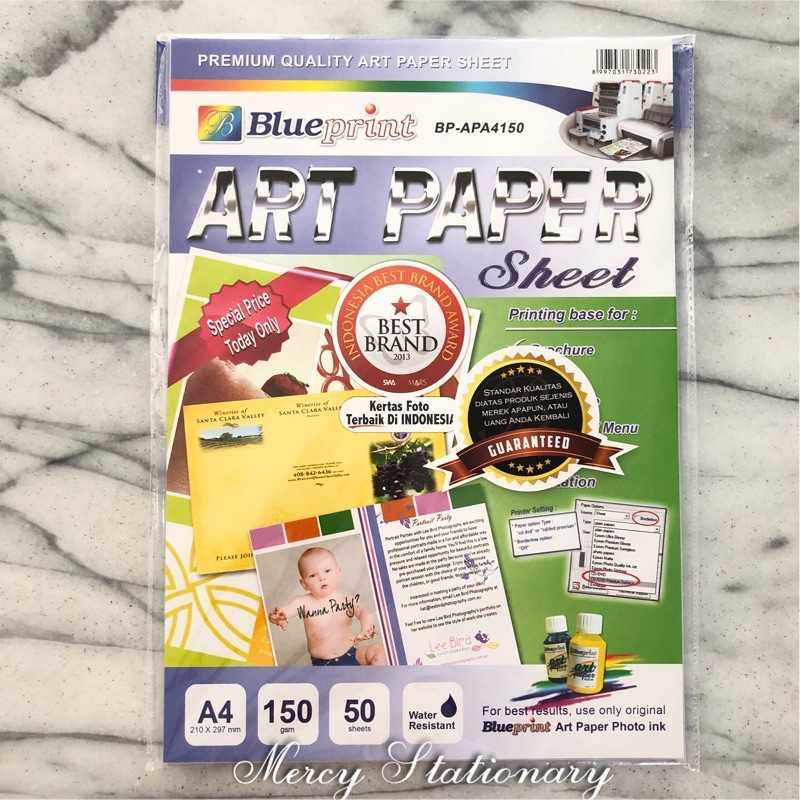 Jual Art Paper BluePrint A4 150 Gsm 50 Lembar Kertas Foto Kertas