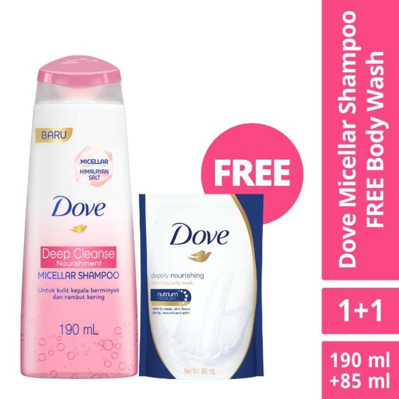 Jual Dove Deep Cleanse Nourishment Micellar Shampoo [190 mL] Free Dove