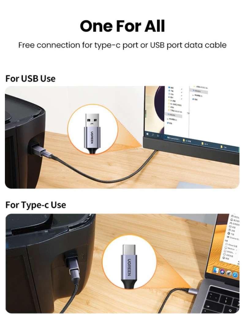 Promo UGREEN 20120 CONVERTER ADAPTER PRINTER TYPEC TO USBB 2.0
