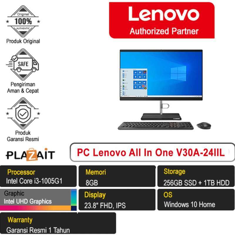 Jual Pc Lenovo All In One V30a - 24iil/i3-1005g1/8gb /256gb + 1tb Hdd ...