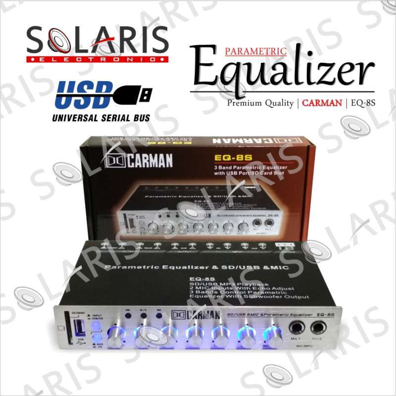 Jual Parametric Equalizer PreAmp USB/SD dan Mic CARMAN EQ8S Panel Alumunium di Seller Solaris