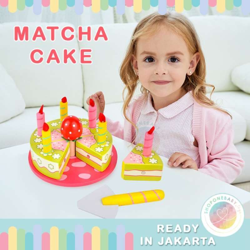 Promo JKT WOODEN BIRTHDAY CAKE TOYS MAINAN POTONG KUE ULANG TAHUN KAYU