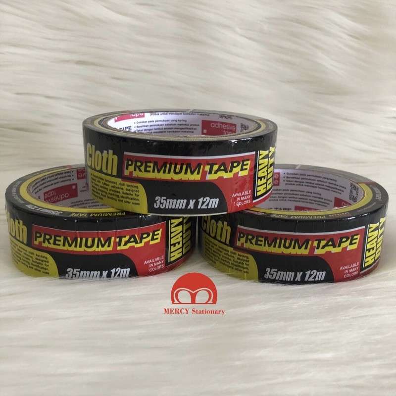 Jual Cloth Tape Hitam 1,5” dan 2” Plakban Kain Hitam Nachi 12 Meter