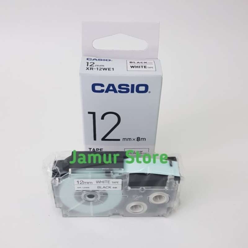 Promo Ez Label Casio Tape Cartridge Xr12We1 Black Ink White 12Mm X 8M