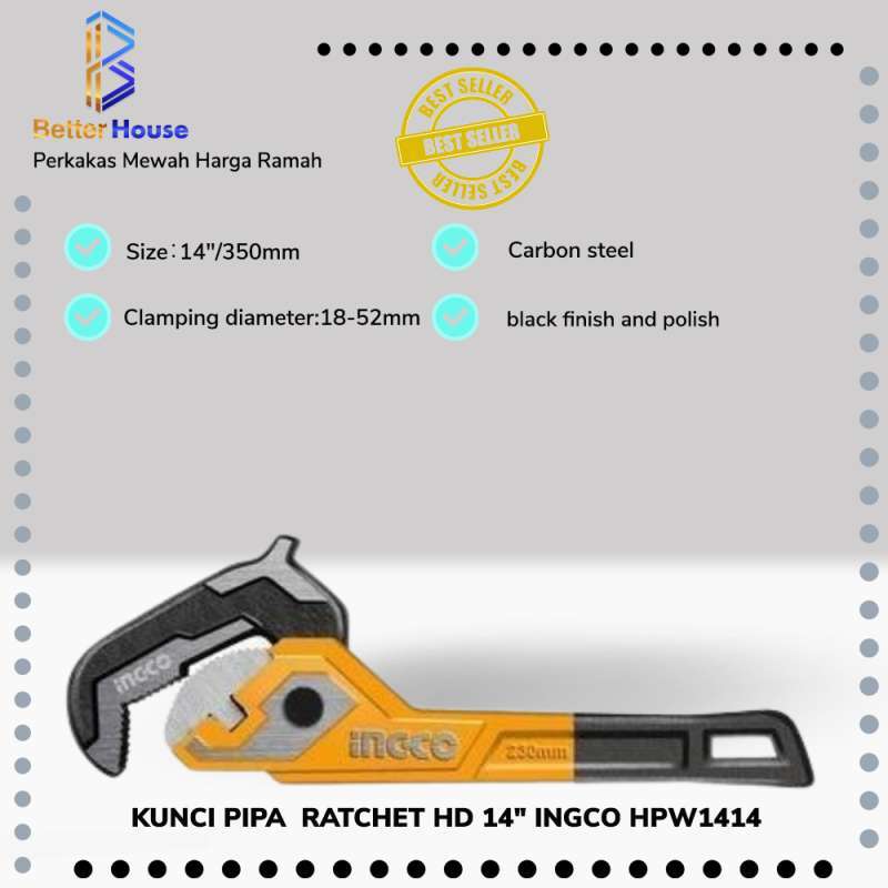 Jual Ratcheting Pipe Wrench (14) INGCO HPW1414 Kunci Pipa Ratchet