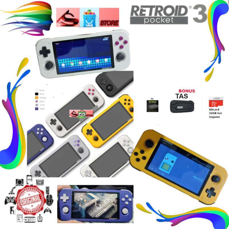 Promo Retroid Pocket 3 Handheld Retro Game Android 11 System 3gb/32