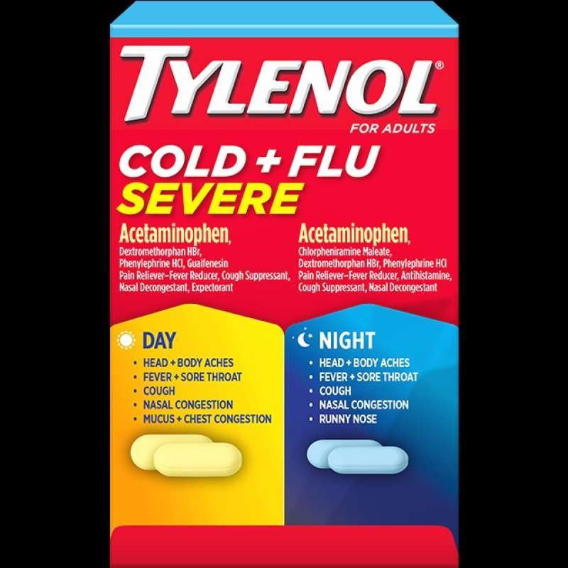 Jual (ORIGINAL) TYLENOL Cold + Flu Severe Day & Night 24 Caplets