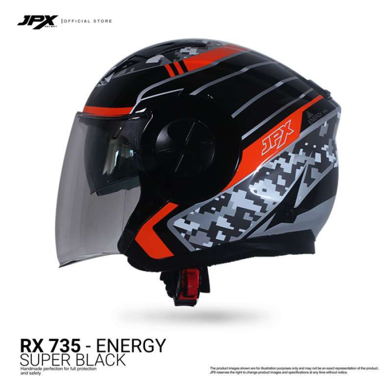 Promo Helm Half Face Jpx X735R Energy Preview L SuperBlack Diskon 12