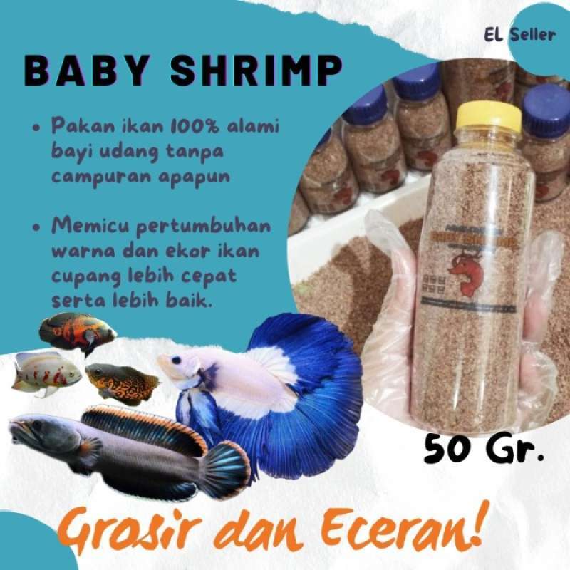 Jual Makanan Ikan Baby Shrimp 50 Gram Asli 100 Pakan Udang Pakan