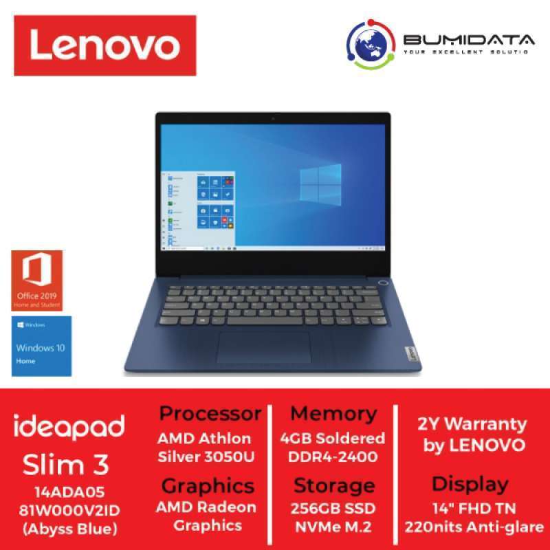 Jual LENOVO ideaPad 3 14ADA05 81W000V2ID Athlon Silver 3050U 4GB/256GB ...