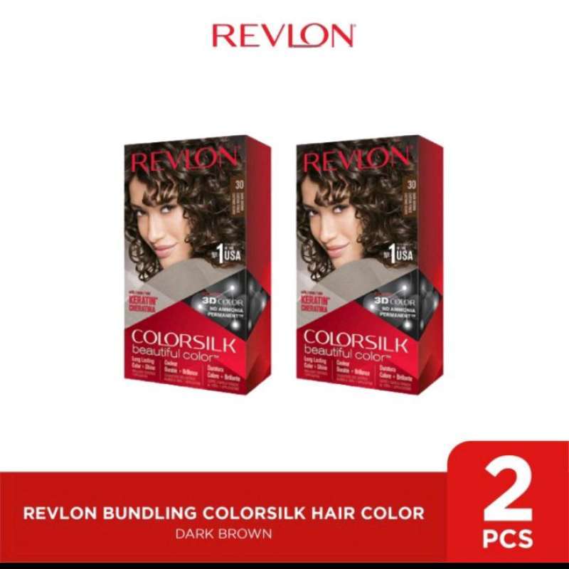 Jual Revlon pewarna rambut keratin dengan warna Dark Brown 030 Isi 2 ...