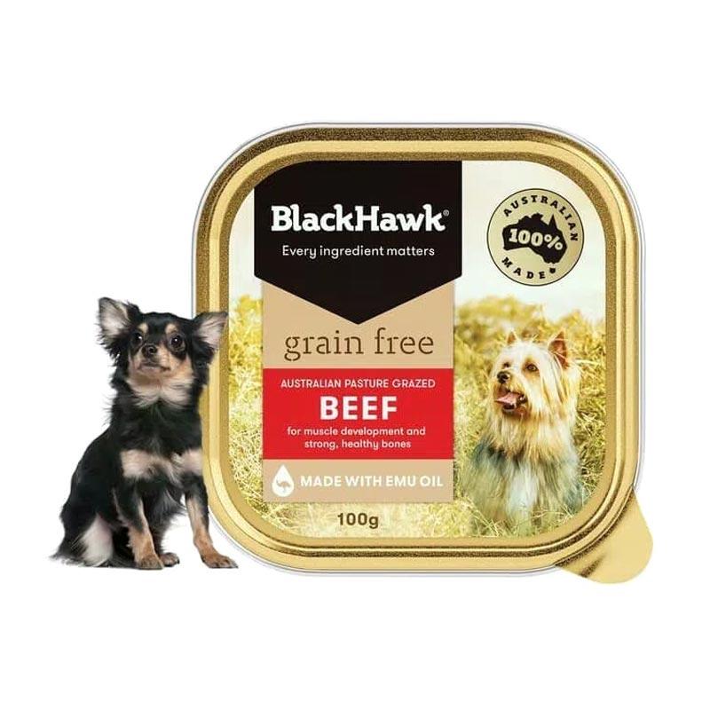 Jual Black Hawk Dog Food Grain Free Blackhawk Wet 100gr Beef Flavour di