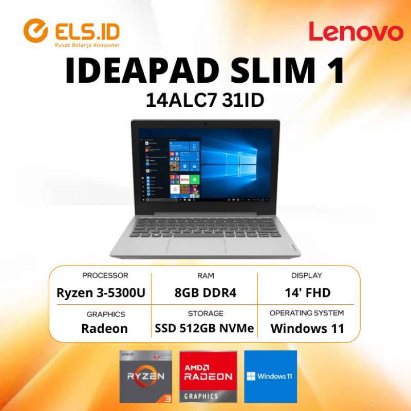 Jual Lenovo IdeaPad Slim 114ALC7 31ID Ryzen 35300U 8GB SSD 512GB 14