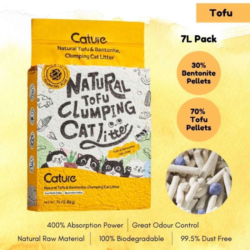 Jual Cature Natural Tofu Clumping Cat Litter (Tofu With Bentonite) 7L
