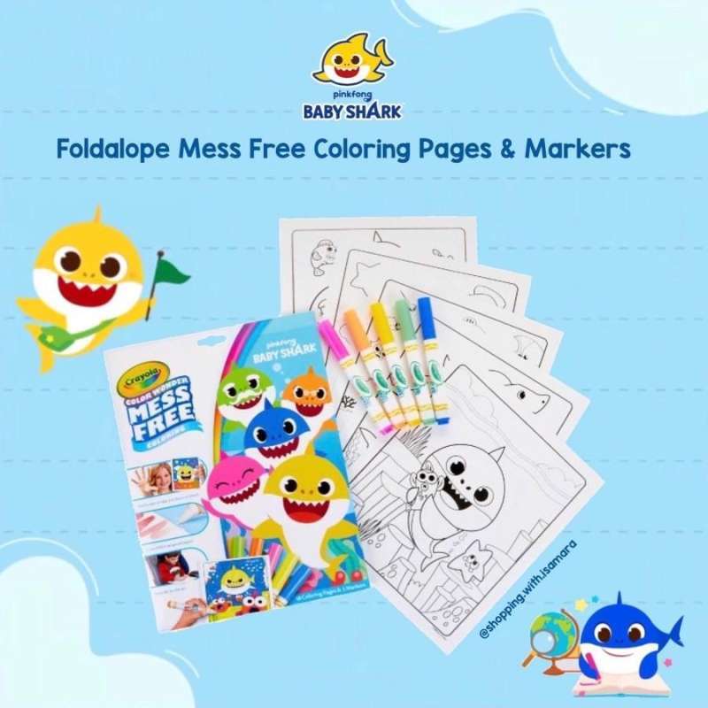 Crayola Baby Shark Color Wonder | Album Da Viaggio Con 16 Pagine E 3 Pennarelli | Colorare Senza Macchie | Regalo Per Bambini 3-6 Anni