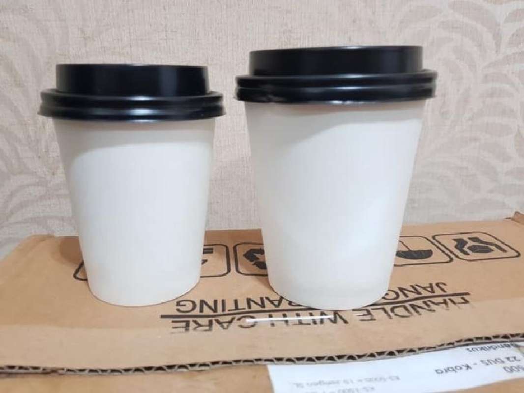 Jual Cup Paper Hot ukuran 8 oz untuk minuman panas + tutup hitam di ...