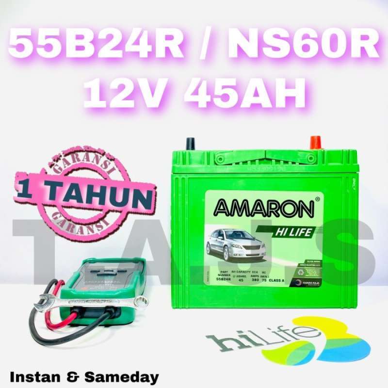 Promo Aki Amaron NS60 / 55B24R 12V 45Ah GARANSI 1 TAHUN - Multicolor