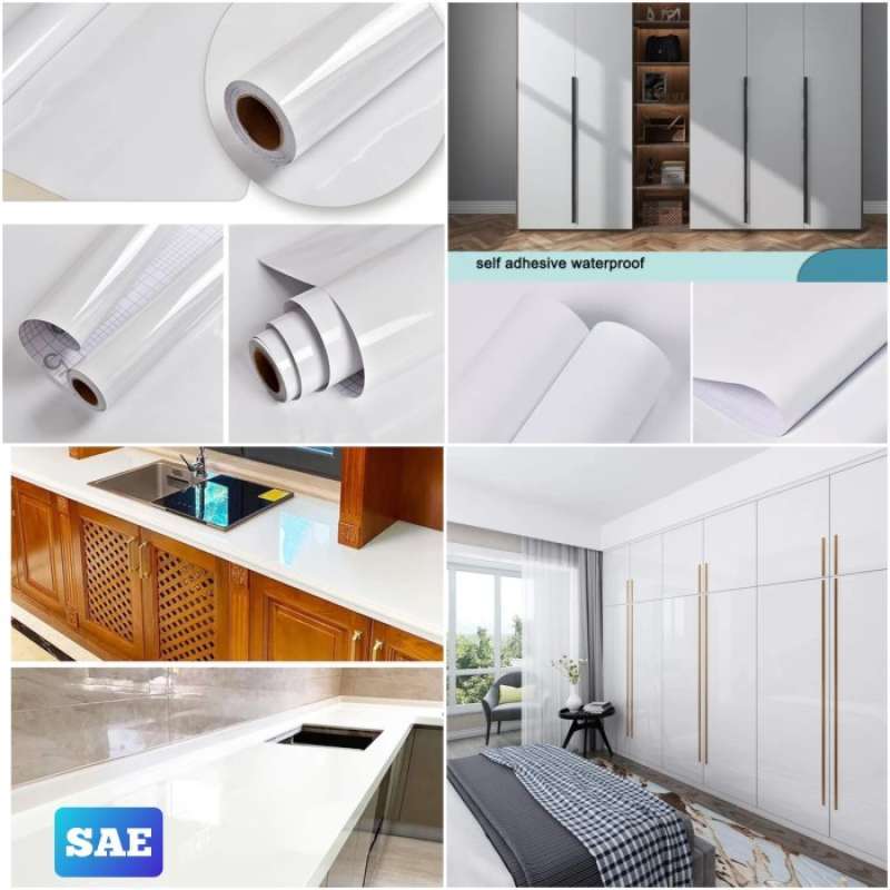 Promo stiker lemari warna putih glossy/wallpaper lemari putih/sticker